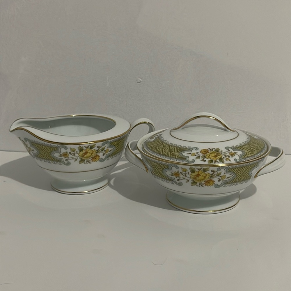 Noritake Cream & Sugar Bowl with lid Autumn Rose Nitto Ware Replacement China